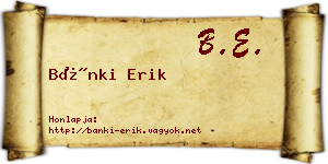Bánki Erik névjegykártya